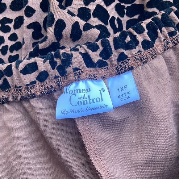 Women With Control Leopard Flocked Ponte Knit Slim Leg Pants - Picture 6 of 6